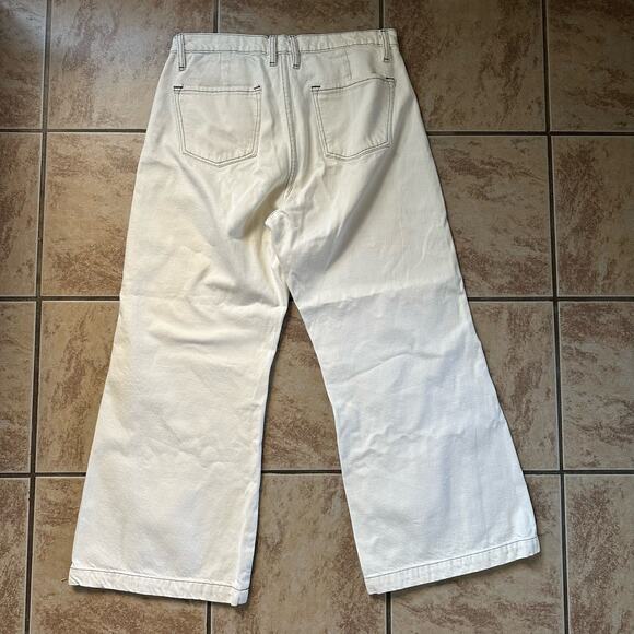 Frame Denim Jeans Le Pixie Baggy Palazzo Size 29 Chalked Cream 100% Cotton - Picture 9 of 14